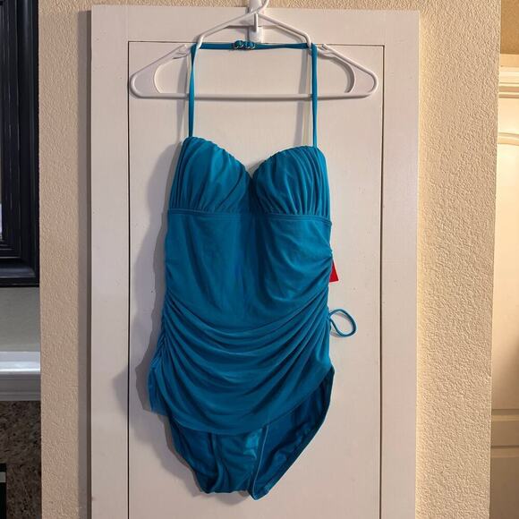 NWT SPANX Sultry Sweetheart One Piece
Swimsuit Aquamarine Blue Ruched Size 6 - Picture 4 of 12